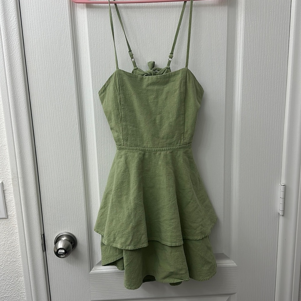 Green tie back dress
